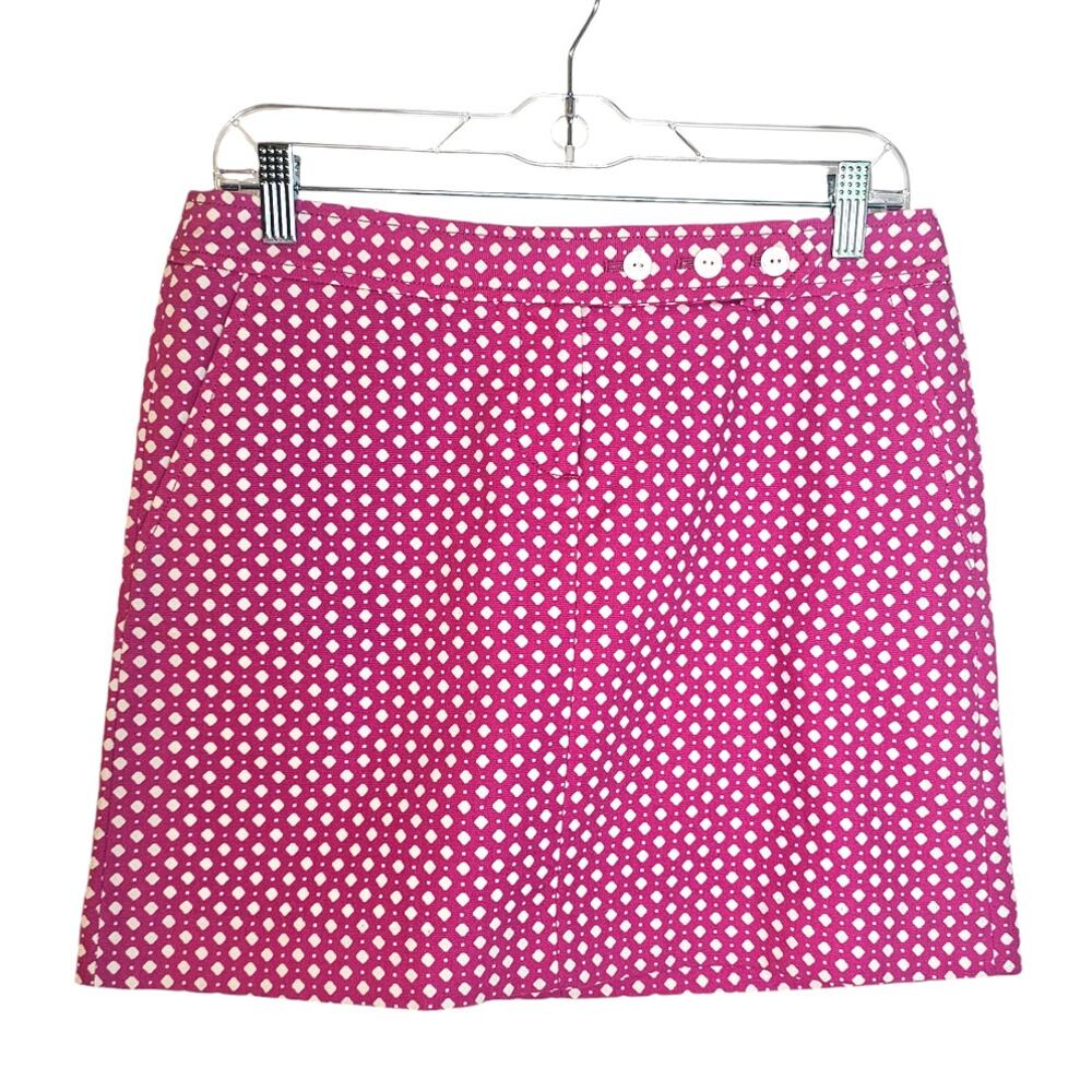 J. Crew Pink & White Dot Preppy A-Line Mini Skirt Size 4